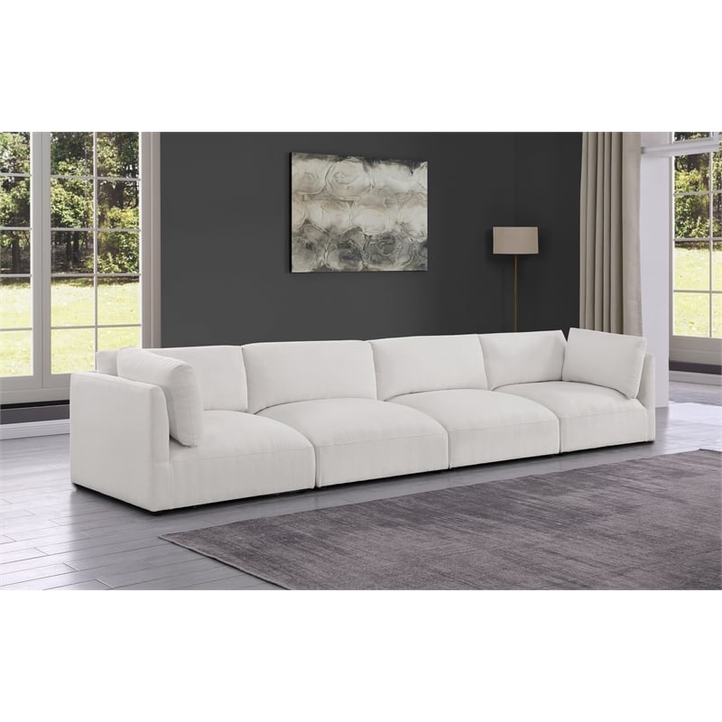 Bowery Hill Contemporary Soft Plush Cream Fabric Modular Sofa