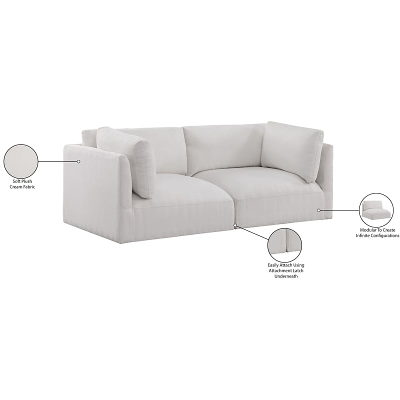 Bowery Hill Contemporary Soft Plush Cream Fabric Modular Sofa