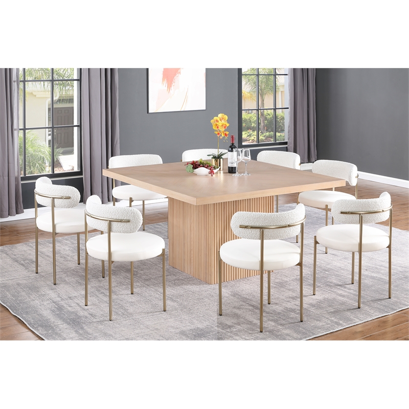Bowery Hill Contemporary Square Natural Solid Wood and Oak Veneer Dining Table