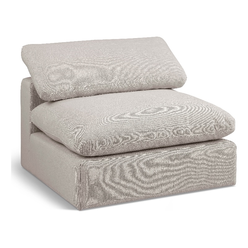 Bowery Hill Contemporary Upholstered Beige Linen Textured Fabric Armless Chair