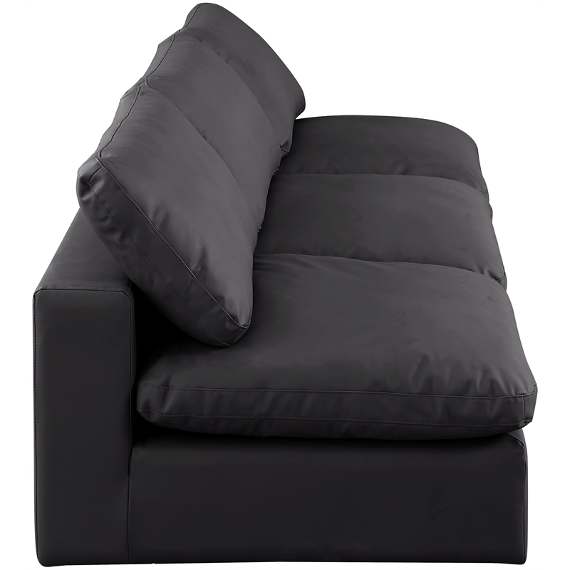 Bowery Hill Contemporary Black Vegan Leather 3-Piece Modular Sofa