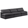 Bowery Hill Contemporary Black Vegan Leather 3-Piece Modular Sofa