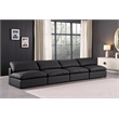 Bowery Hill Contemporary Black Vegan Leather 4-Piece Modular Sofa