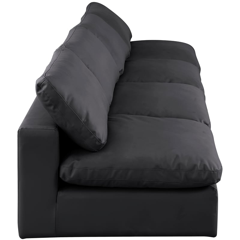 Bowery Hill Contemporary Black Vegan Leather 4-Piece Modular Sofa