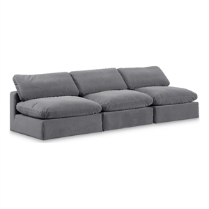 Bowery Hill Contemporary Soft Grey Velvet 3-Piece Modular Sofa