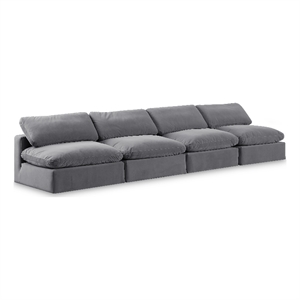 Bowery Hill Contemporary Soft Grey Velvet 4-Piece Modular Sofa