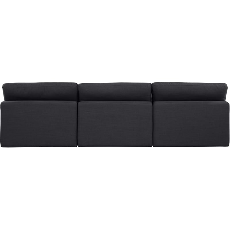 Bowery Hill Upholstered Black Linen Textured Fabric 3-Piece Modular Sofa