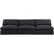 Bowery Hill Upholstered Black Linen Textured Fabric 3-Piece Modular Sofa