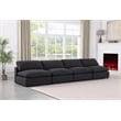 Bowery Hill Upholstered Black Linen Textured Fabric 4-Piece Modular Sofa