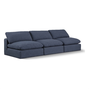Bowery Hill Upholstered Navy Linen Textured Fabric 3-Piece Modular Sofa