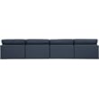 Bowery Hill Upholstered Navy Linen Textured Fabric 4-Piece Modular Sofa
