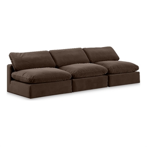 Bowery Hill Contemporary Soft Brown Velvet 3-Piece Modular Sofa