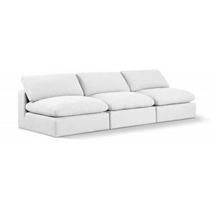 Bowery Hill Upholstered White Linen Textured Fabric 3-Piece Modular Sofa