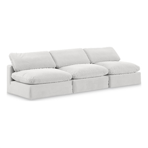 Bowery Hill Contemporary Soft Cream Velvet 3-Piece Modular Sofa