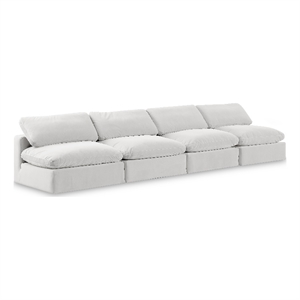 Bowery Hill Contemporary Soft Cream Velvet 4-Piece Modular Sofa