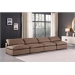 Bowery Hill Contemporary Brown Vegan Leather 4-Piece Modular Sofa