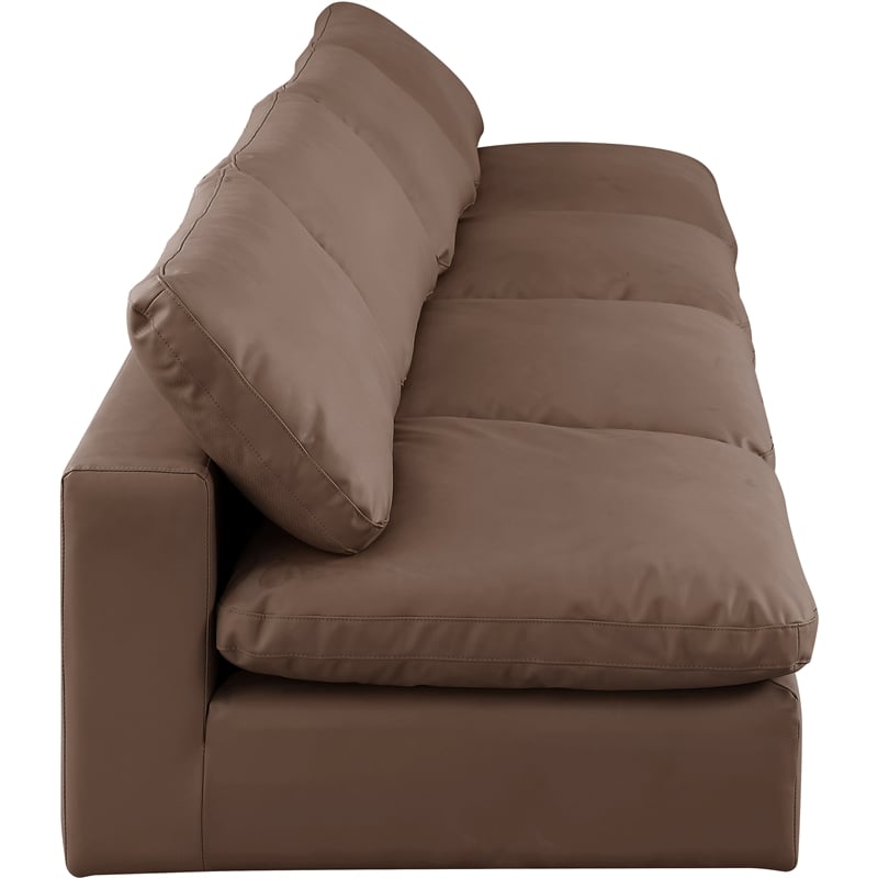 Bowery Hill Contemporary Brown Vegan Leather 4-Piece Modular Sofa