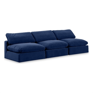 Bowery Hill Contemporary Soft Navy Velvet 3-Piece Modular Sofa
