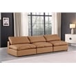 Bowery Hill Contemporary Cognac Vegan Leather 3-Piece Modular Sofa