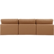 Bowery Hill Contemporary Cognac Vegan Leather 3-Piece Modular Sofa