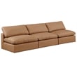 Bowery Hill Contemporary Cognac Vegan Leather 3-Piece Modular Sofa