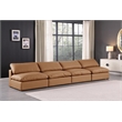 Bowery Hill Contemporary Cognac Vegan Leather 4-Piece Modular Sofa
