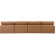 Bowery Hill Contemporary Cognac Vegan Leather 4-Piece Modular Sofa