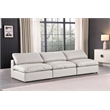 Bowery Hill Contemporary Cream Vegan Leather 3-Piece Modular Sofa