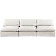 Bowery Hill Contemporary Cream Vegan Leather 3-Piece Modular Sofa
