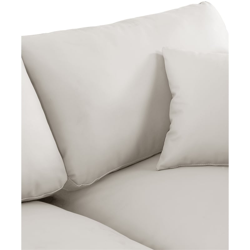 Bowery Hill Contemporary Cream Vegan Leather 3-Piece Modular Sofa
