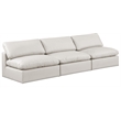 Bowery Hill Contemporary Cream Vegan Leather 3-Piece Modular Sofa