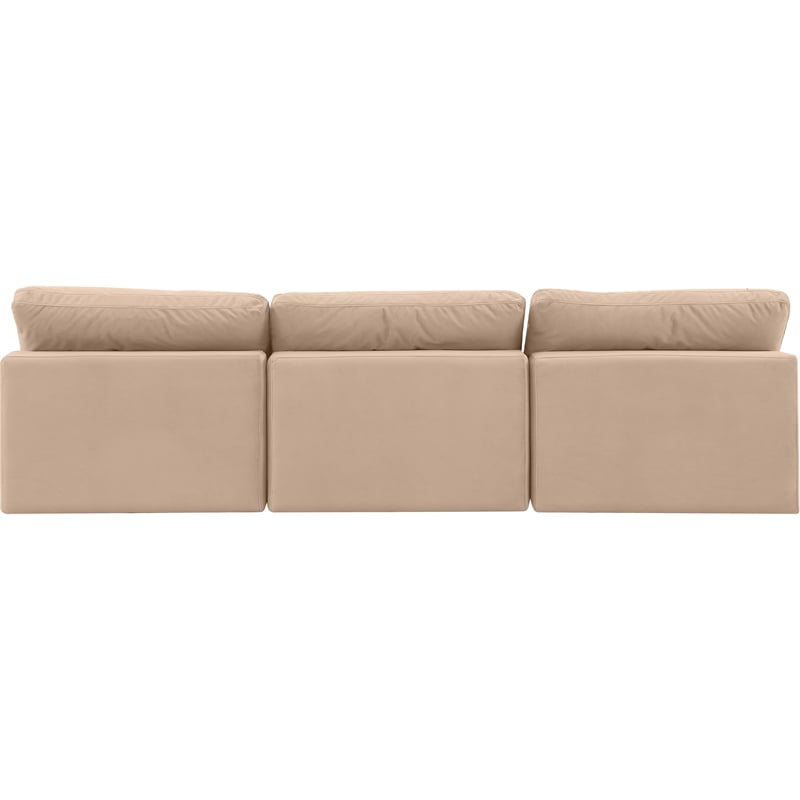 Bowery Hill Contemporary Soft Beige Velvet 3-Piece Modular Sofa