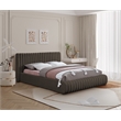 Bowery Hill Contemporary Deep Channel Tufted Rich Brown Boucle Fabric Queen Bed