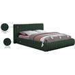 Bowery Hill Contemporary Deep Channel Tufted Rich Green Boucle Fabric Full Bed