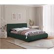 Bowery Hill Contemporary Deep Channel Tufted Rich Green Boucle Fabric Queen Bed