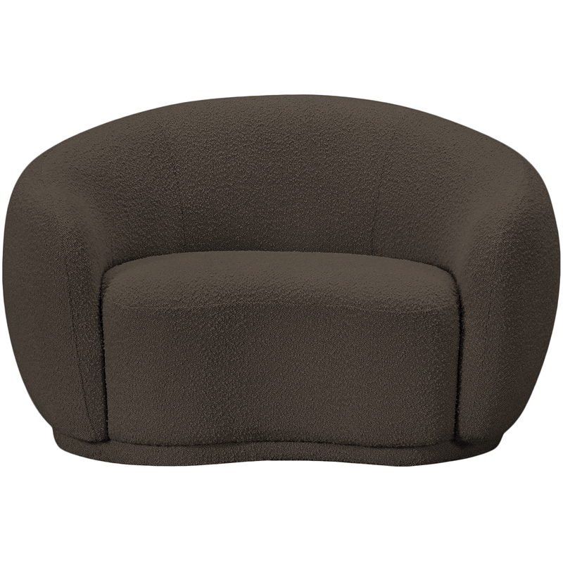 Bowery Hill Contemporary Rich Brown Boucle Durable Fabric Chair