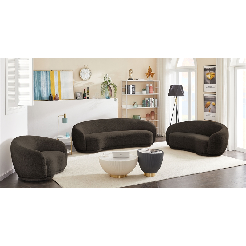 Bowery Hill Contemporary Rich Brown Boucle Durable Fabric Chair