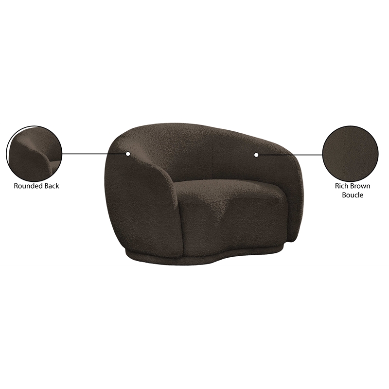 Bowery Hill Contemporary Rich Brown Boucle Durable Fabric Chair