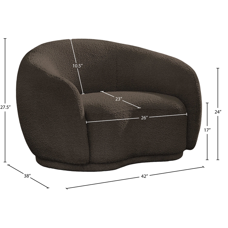 Bowery Hill Contemporary Rich Brown Boucle Durable Fabric Chair