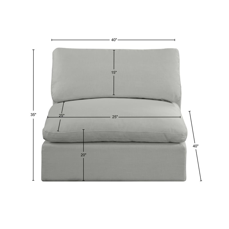Bowery Hill Contemporary Upholstered Grey Linen Textured Fabric Armless Chair