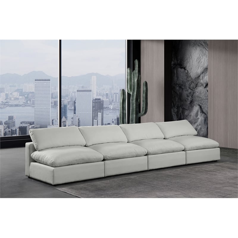 Bowery Hill Upholstered Grey Linen Textured Fabric 4-Piece Modular Sofa