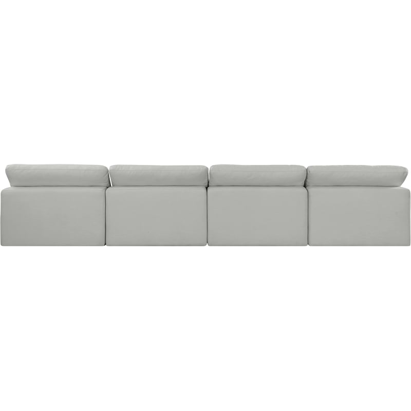 Bowery Hill Upholstered Grey Linen Textured Fabric 4-Piece Modular Sofa