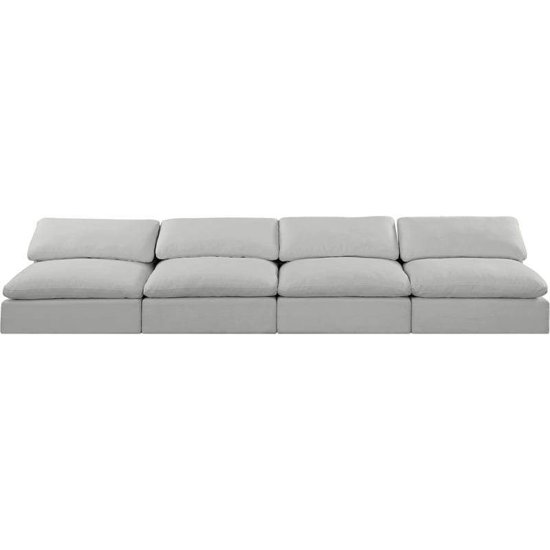 Bowery Hill Upholstered Grey Linen Textured Fabric 4-Piece Modular Sofa