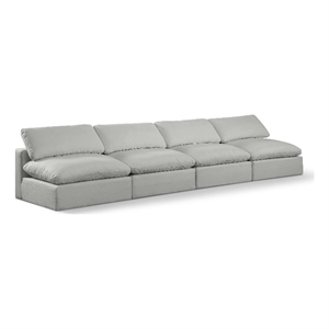 Bowery Hill Upholstered Grey Linen Textured Fabric 4-Piece Modular Sofa