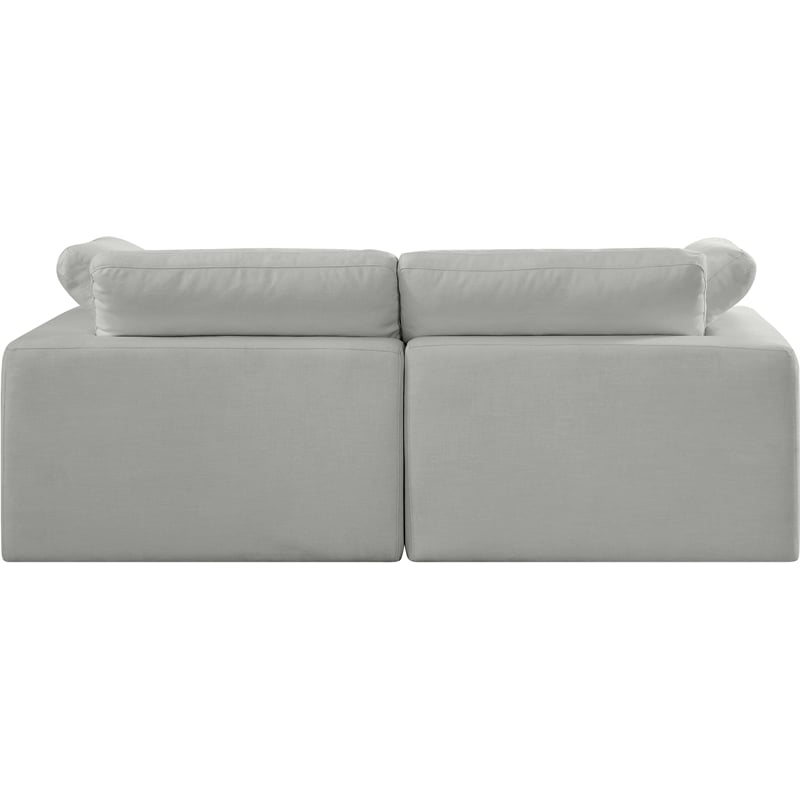 Bowery Hill Upholstered Grey Linen Textured Fabric 2-Piece Modular Sofa