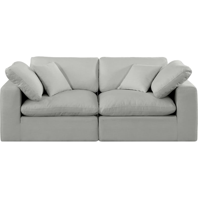 Bowery Hill Upholstered Grey Linen Textured Fabric 2-Piece Modular Sofa