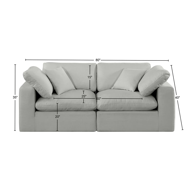 Bowery Hill Upholstered Grey Linen Textured Fabric 2-Piece Modular Sofa
