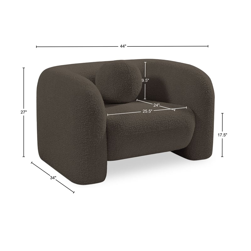Bowery Hill Contemporary Rich Brown Boucle Durable Fabric Chair