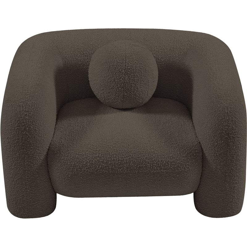 Bowery Hill Contemporary Rich Brown Boucle Durable Fabric Chair