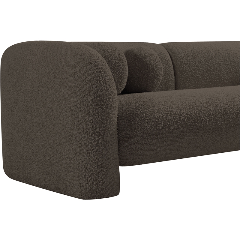 Bowery Hill Contemporary Rich Brown Boucle Durable Fabric Sofa